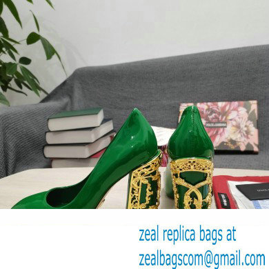 Dolce  &  Gabbana Logo Heel 10.5cm Patent leather Pumps Green 2022